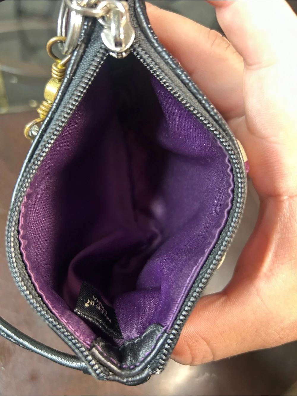 Vintage Coach Optic Dot Circle Satin Wristlet Pouch Purple Black Multi 41819